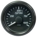 VDO SingleViu 1383 Pyrometer 1000°C Black 52mm Amber Lighted w Red Pointer gauge